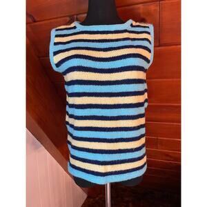 Vintage 70s Handmade Striped Knit Tank Top Sweater sz M